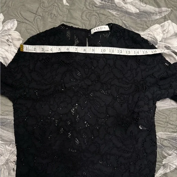 Sandro Black Lace Long Sleeve Blouse - Picture 9 of 12